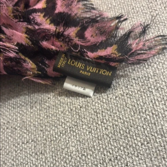 Louis Vuitton Pink/ Black Patterned Scarf RARE